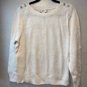 CJ Banks Cream Sweater with Button Accents